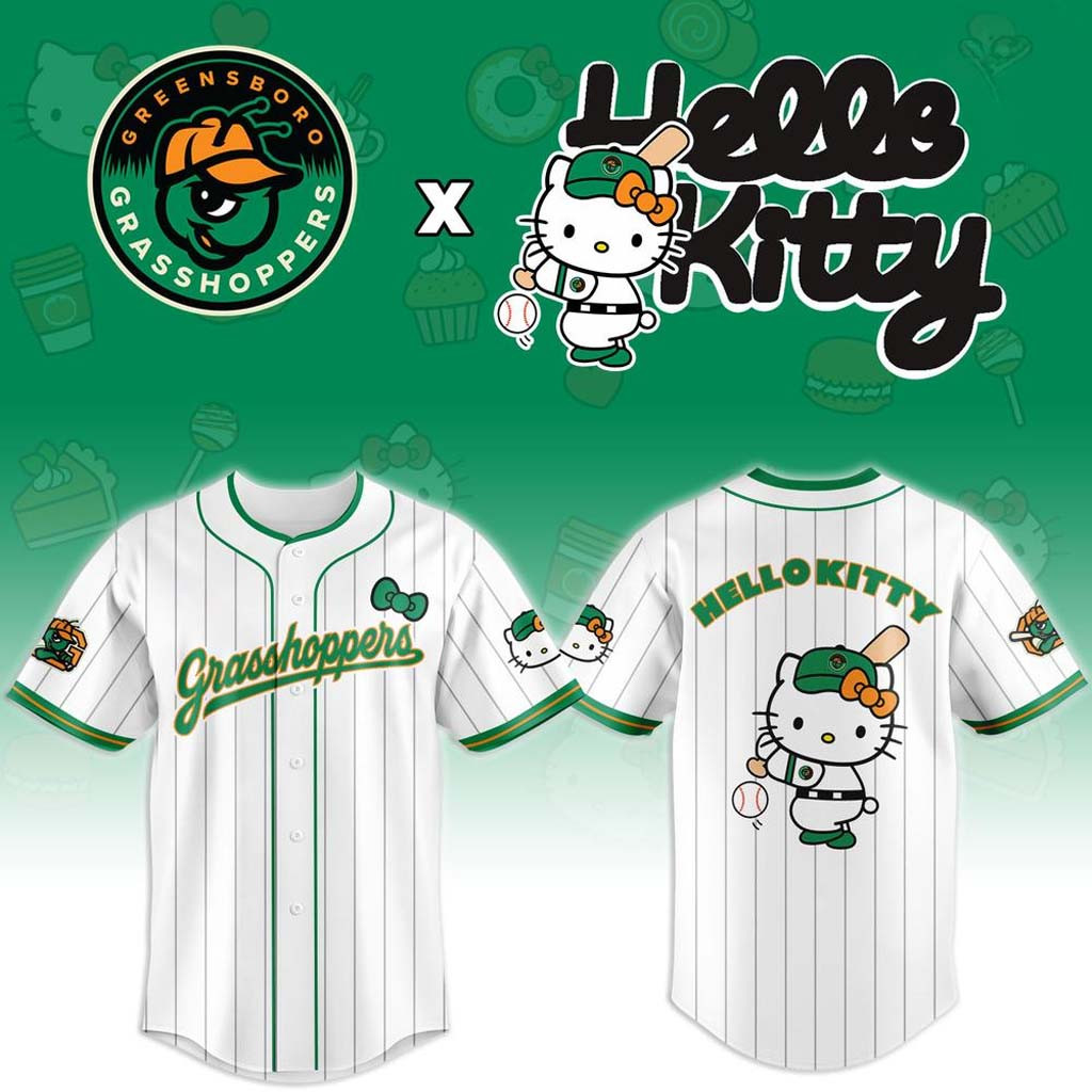 Greensboro Grasshoppers X Hello Kitty 2026 Jersey Grasshoppers Merch Gift For Baseball Fans