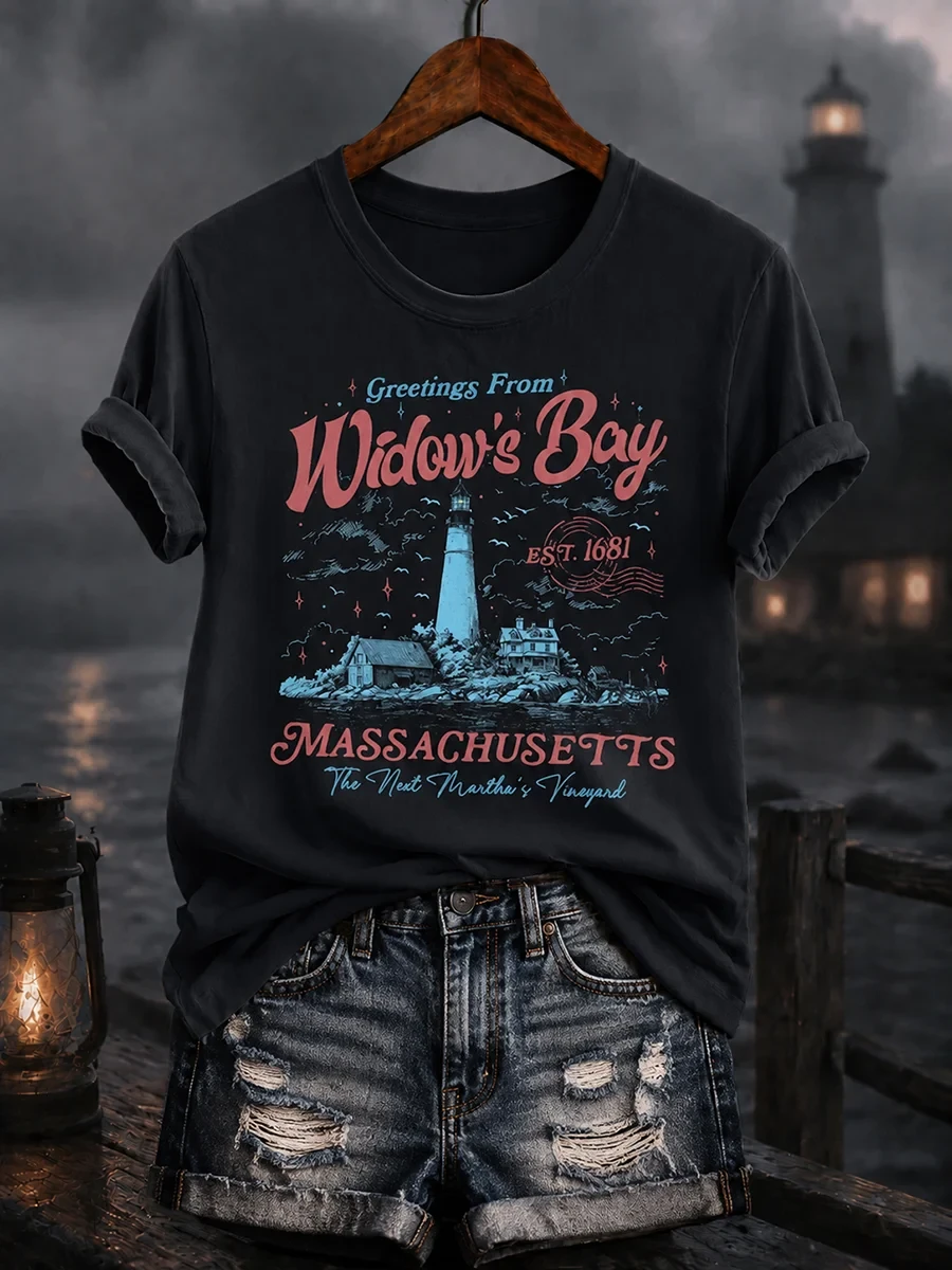Greetings From Widow's Bay T-Shirt Widow's Bay Massachusetts Tee Gift For Halloween - Kdjoy