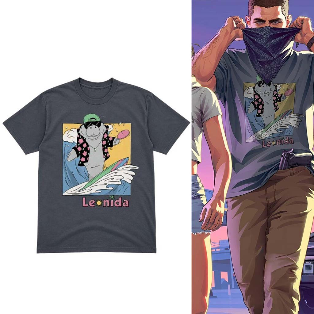 GTA 6 Jason Duval Cool Manatee Surfing Leonida Shirt Grand Theft Auto VI Merch Gifts For Fans - Kdjoy