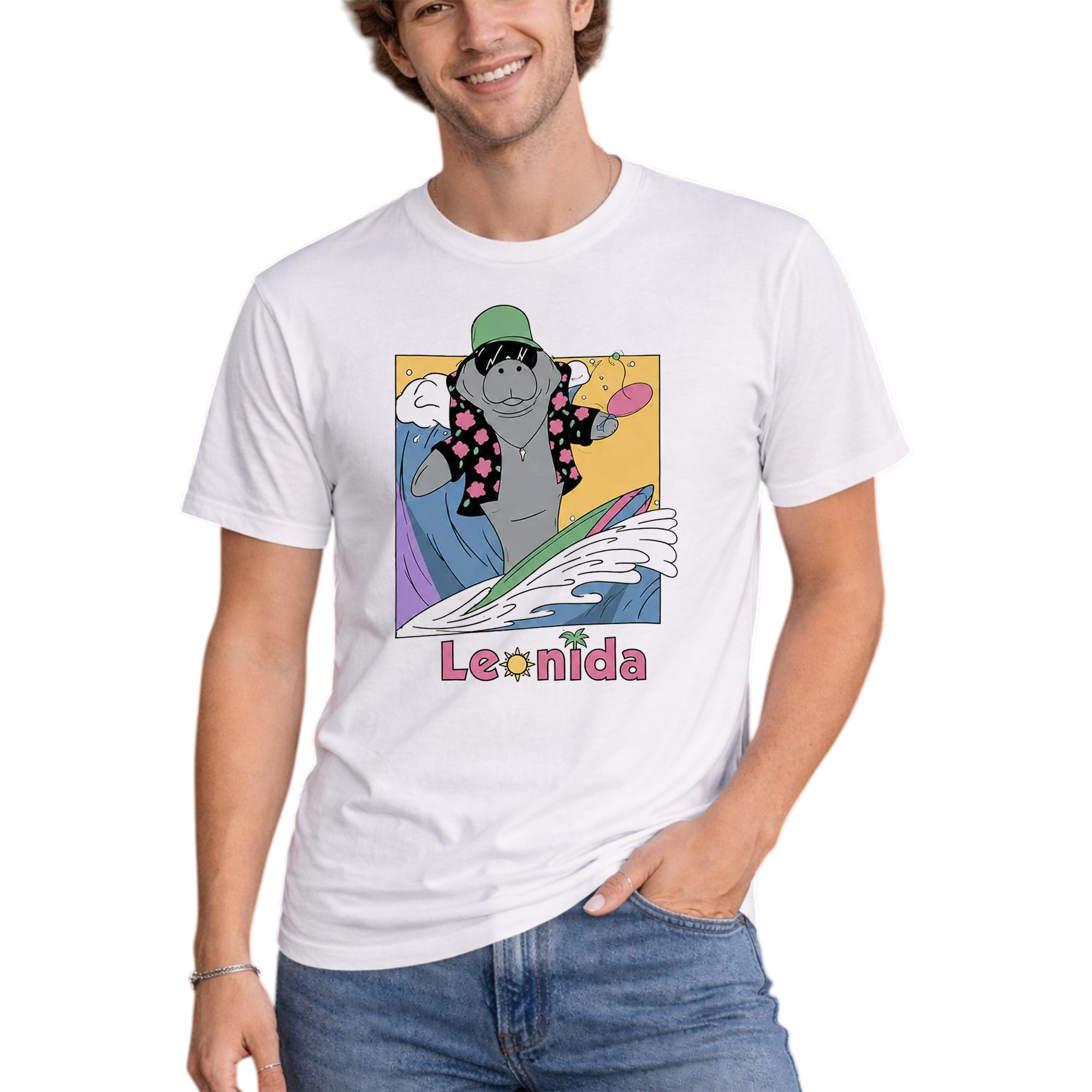 GTA 6 Manatee Surfing Leonida Shirt White Grand Theft Auto VI Merch Gift For Game Lovers - Kdjoy