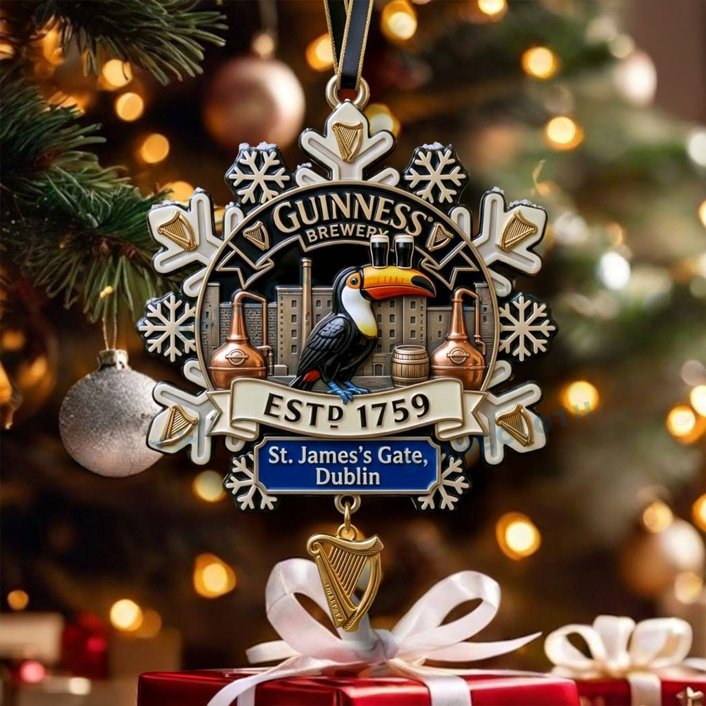 Guinness ESTD 1759 Snowflake Ornament St James's Gate Brewery Christmas Ornament Xmas Gifts - Kdjoy
