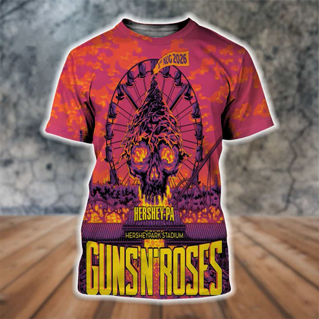 Guns N Roses Hershey Pennsylvania 2026 Event Poster T-Shirt Guns N Roses Merch Gifts For Fans - Kdjoy