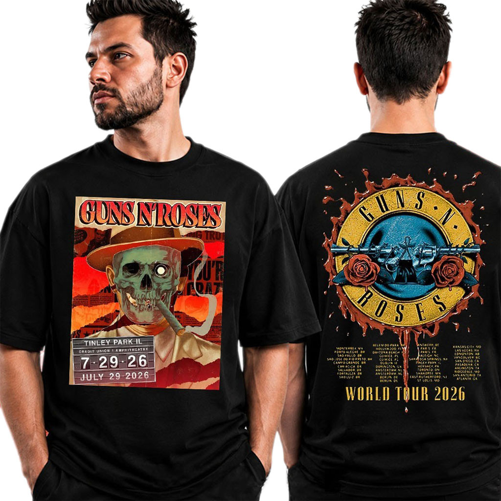 Guns N Roses Live In Tinley Park IL July 29 2026 Event Poster Shirt GNR World Tour Merch Black - Kdjoy