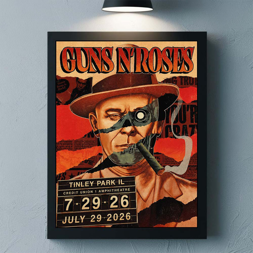 Guns N Roses Merch Lithograph Tinley Park Illinois Chicago 2026 Poster Bedroom Wall Art - Kdjoy