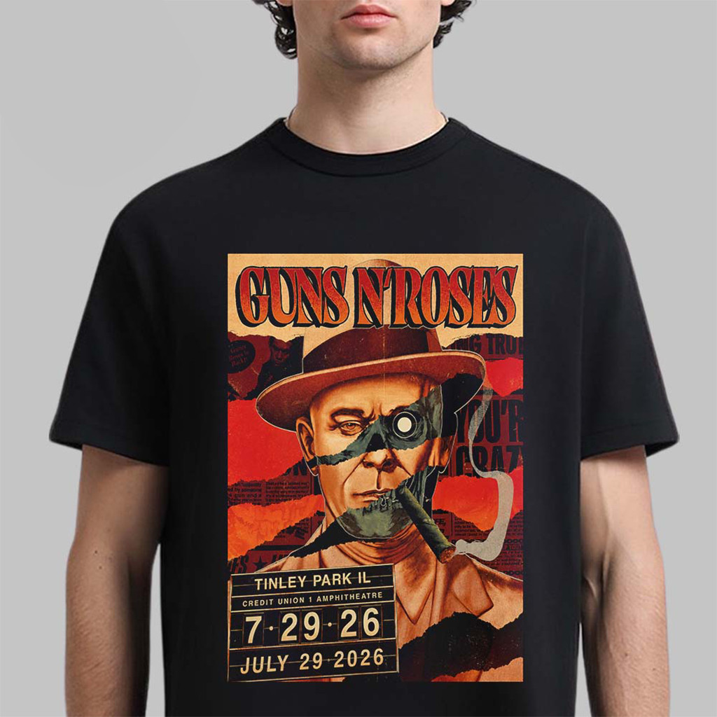 Guns N Roses Merch Lithograph Tinley Park Illinois Chicago 2026 T-Shirt Gifts For Music Fans - Kdjoy Guns N Roses Merch Lithograph Tinley Park Illinois Chicago 2026 T-Shirt Gifts For Music Fans - Kdjoy