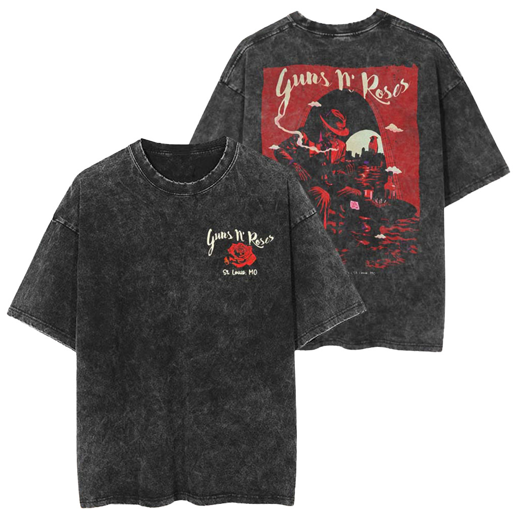 Guns N Roses Merch St Louis MO 2026 At Busch Stadium On August 16 2026 Washed T-Shirt Black - Kdjoy