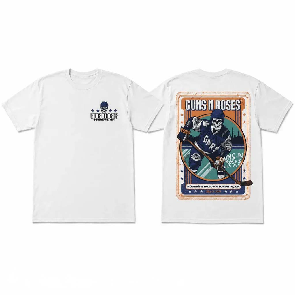 Guns N Roses Merch Toronto ON August 03 2026 Tour Concert Skeleton Hockey Player Shirt - Kdjoy Guns N Roses Merch Toronto ON August 03 2026 Tour Concert Skeleton Hockey Player Shirt - Kdjoy
