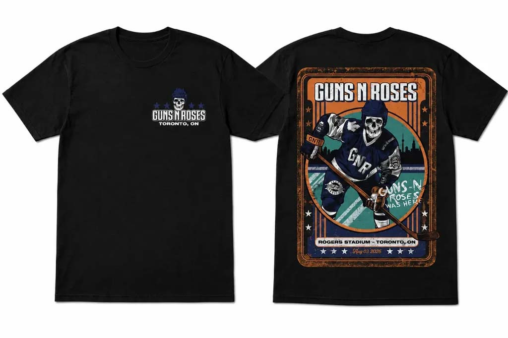 Guns N Roses Merch Toronto ON August 03 2026 Tour Concert Skeleton Hockey Player Shirt Black - Kdjoy