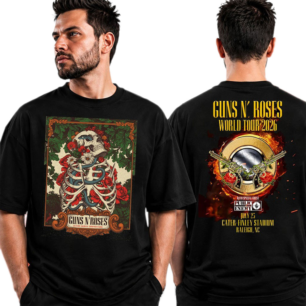 Guns N Roses Raleigh NC Event Poster T-Shirt GNR World Tour Merch Gift For Music Lovers - Kdjoy