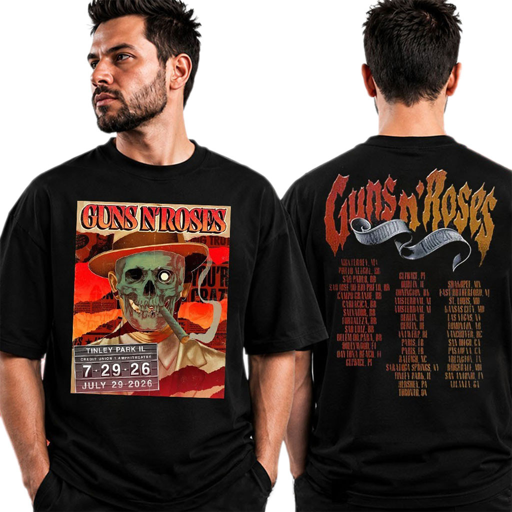 Guns N Roses Tinley Park IL 2026 Event Poster T-Shirt Credit Union 1 Amphitheatre Tee GNR Merch - Kdjoy