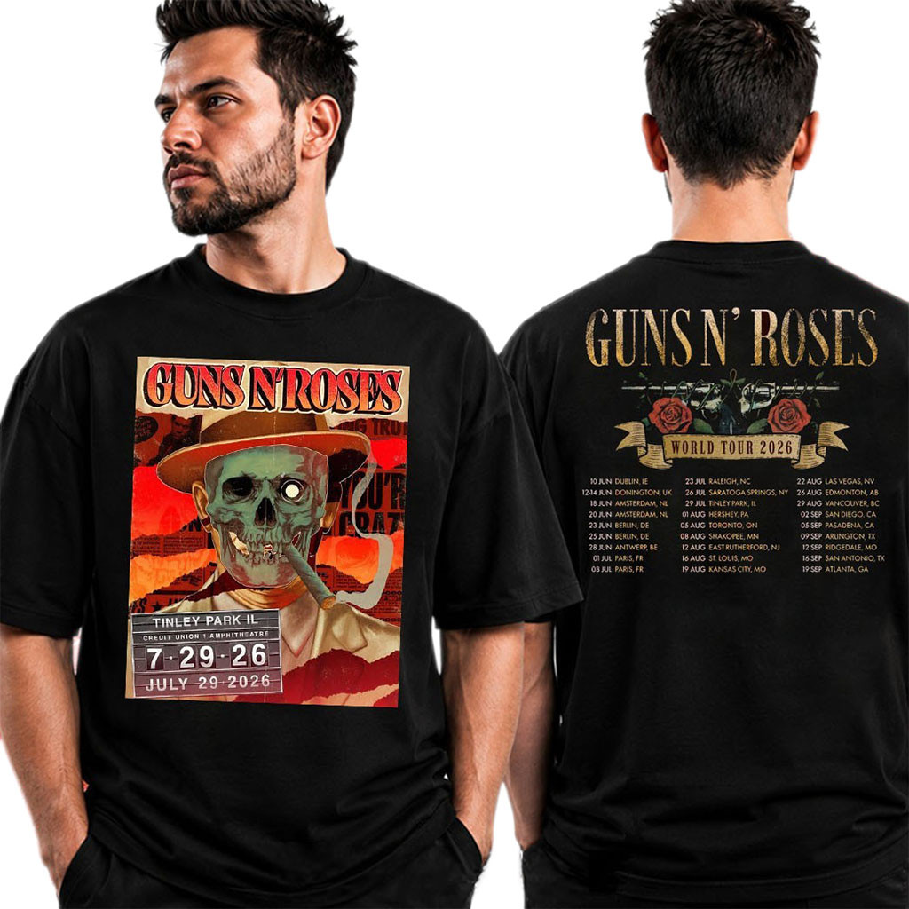 Guns N Roses Tinley Park IL 2026 Event Poster T-Shirt GNR World Tour Merch Gift For Band Fans - Kdjoy Guns N Roses Tinley Park IL 2026 Event Poster T-Shirt GNR World Tour Merch Gift For Band Fans - Kdjoy