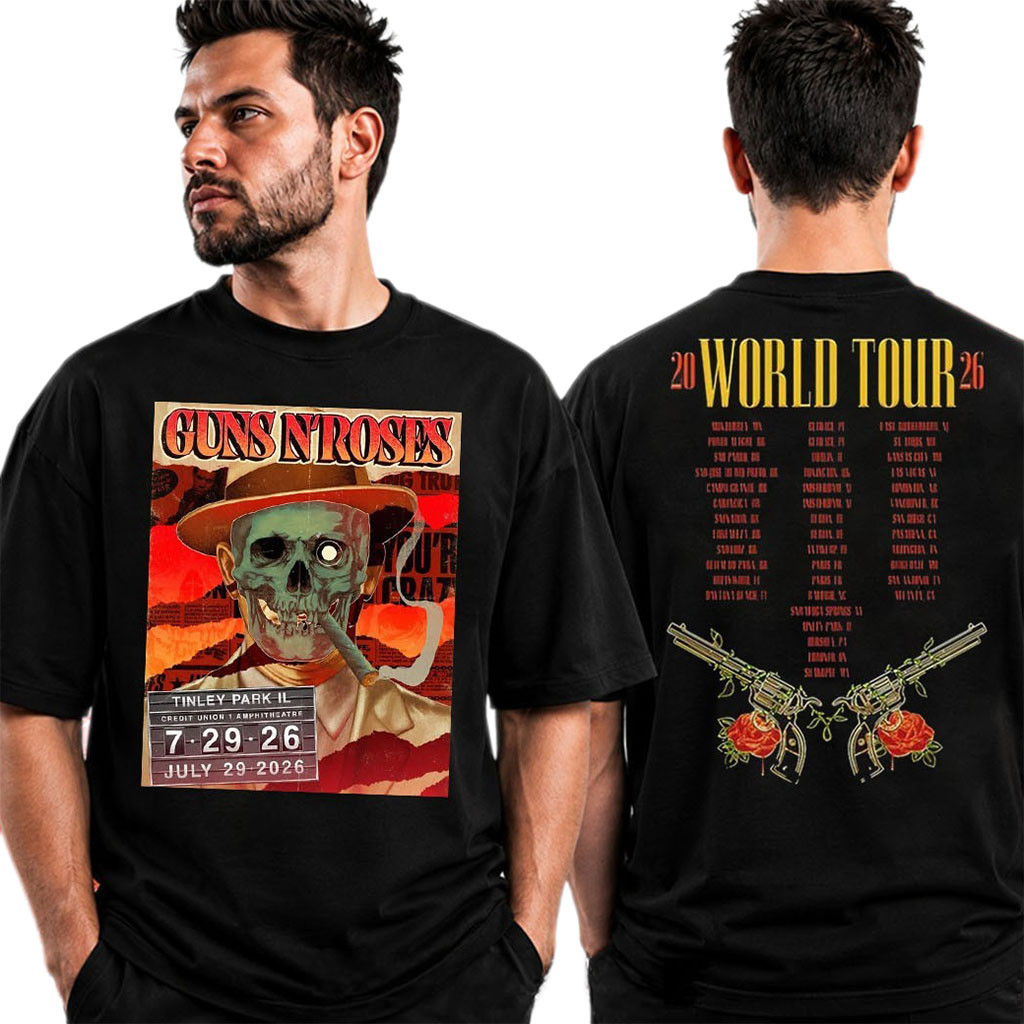 Guns N Roses Tinley Park IL 2026 Tour Event Poster T-Shirt GNR Tour Merch Gift For Rock Fans - Kdjoy Guns N Roses Tinley Park IL 2026 Tour Event Poster T-Shirt GNR Tour Merch Gift For Rock Fans - Kdjoy