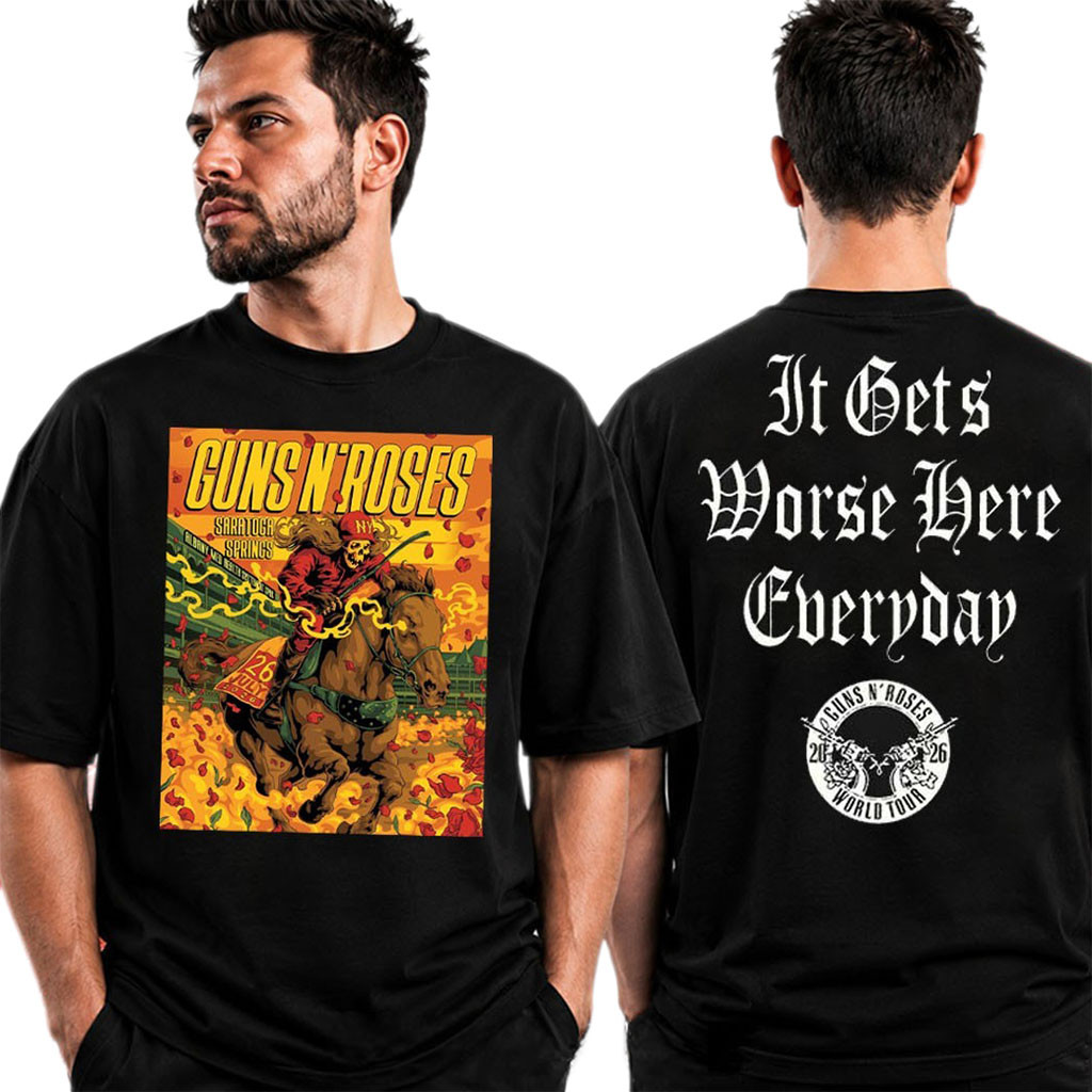 Guns N' Roses Tour 2026 SPAC Saratoga Springs NY July 26 T-Shirt GNR Concert Merch Fan Gifts - Kdjoy Guns N' Roses Tour 2026 SPAC Saratoga Springs NY July 26 T-Shirt GNR Concert Merch Fan Gifts - Kdjoy