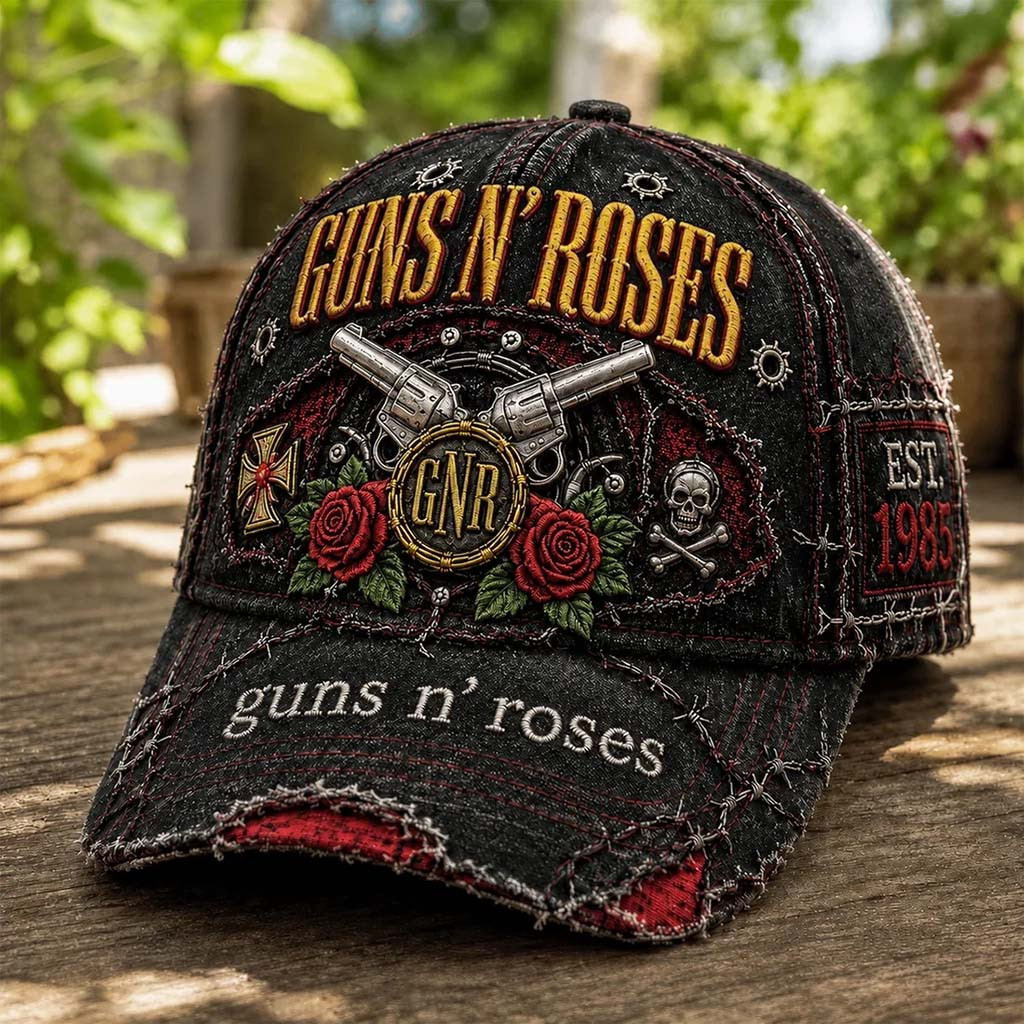 Guns N' Roses Vintage Distressed Hat Red Rose Baseball Cap GNR Merch Present For Band Fans - Kdjoy Guns N' Roses Vintage Distressed Hat Red Rose Baseball Cap GNR Merch Present For Band Fans - Kdjoy