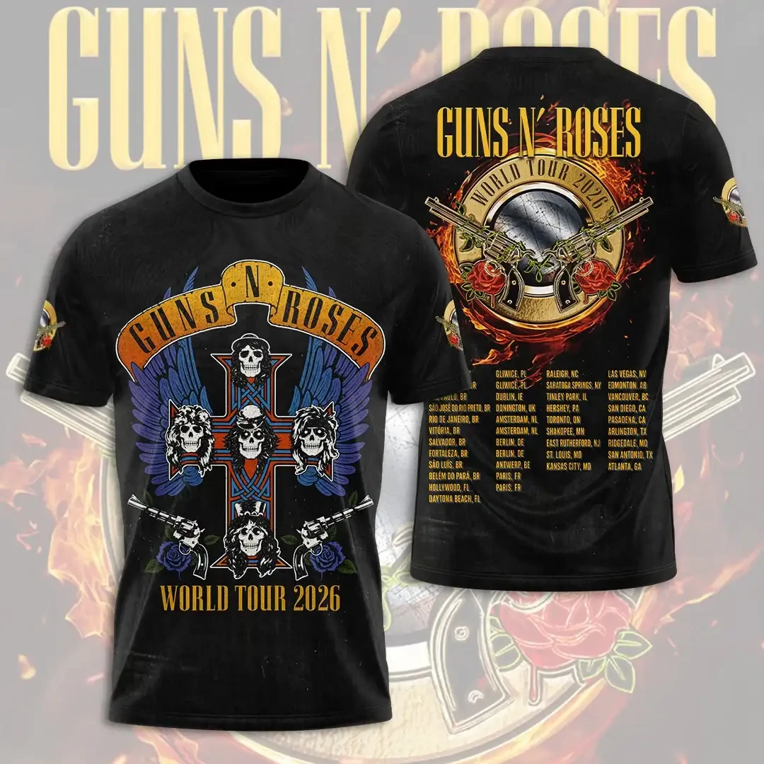 Guns N Roses World Tour 2026 T-Shirt Guns N Roses Merch Gift Ideas For Husband - Kdjoy
