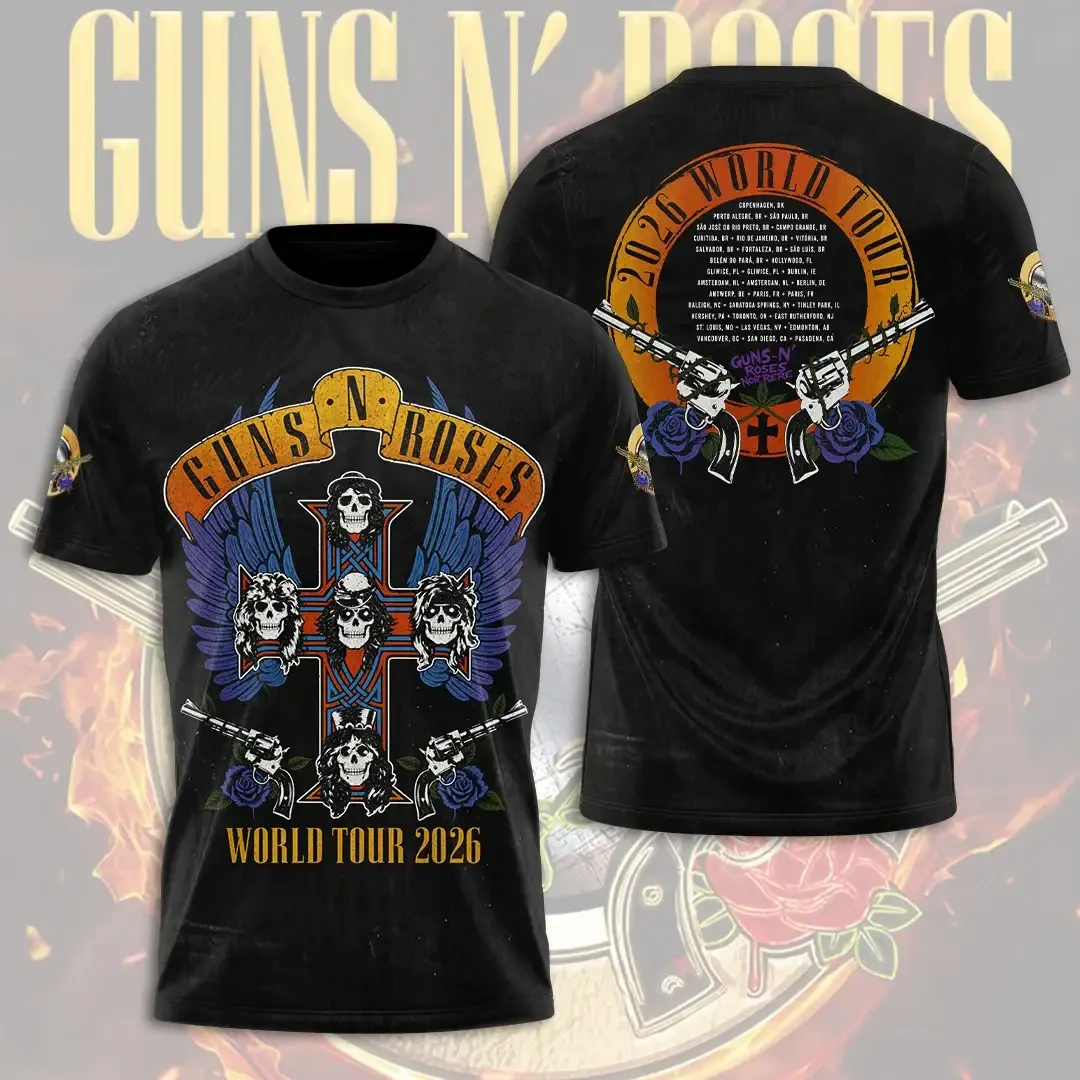Guns N Roses World Tour 2026 T-Shirt Guns N Roses Merch Gifts For Friends - Kdjoy