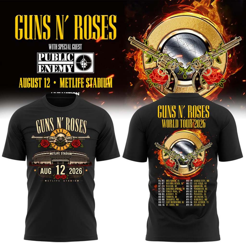 Guns N' Roses X MetLife Stadium 2026 Merch GNR World Tour Dates T-Shirt Gift For Band Fans