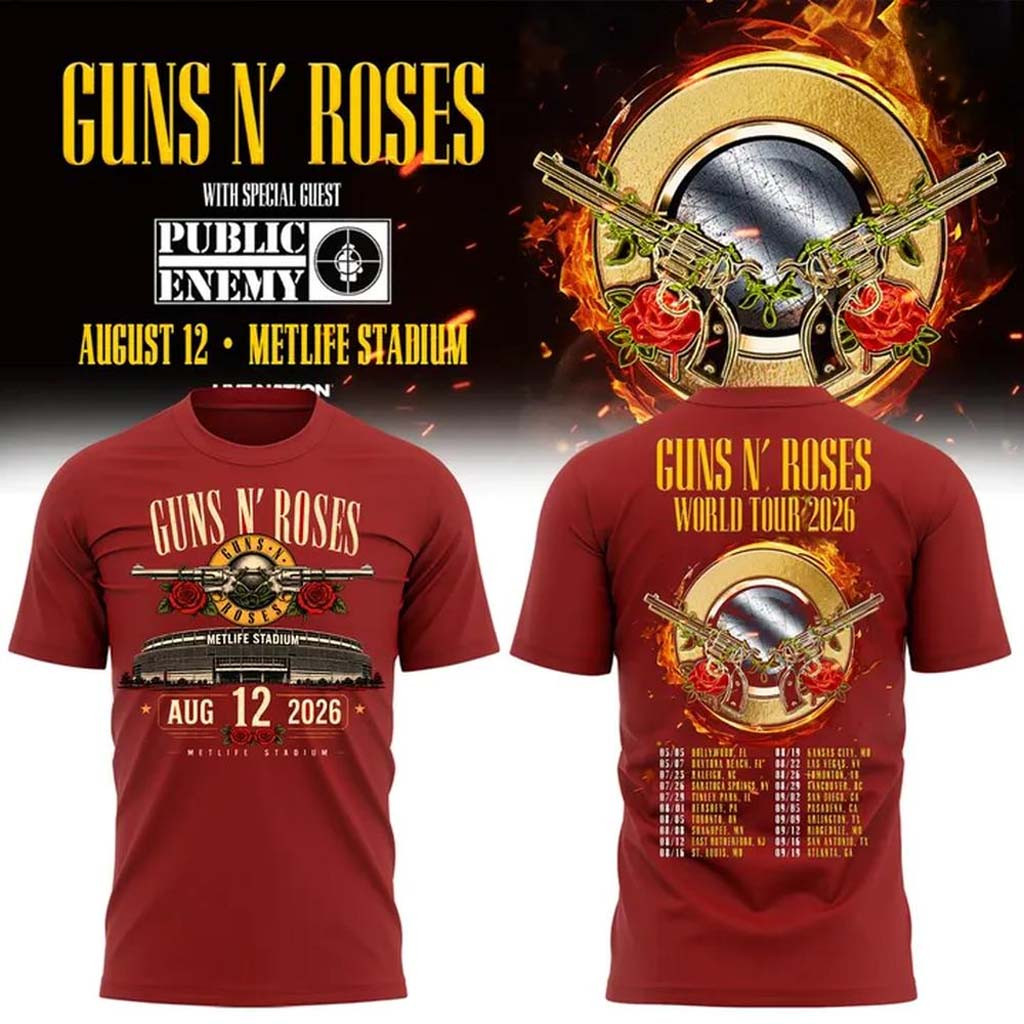 Guns N' Roses X MetLife Stadium 2026 Merch GNR World Tour Dates T-Shirt Music Fan Apparel Guns N' Roses X MetLife Stadium 2026 Merch GNR World Tour Dates T-Shirt Music Fan Apparel