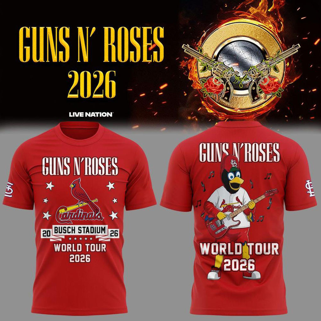 Guns N Roses x St Louis Cardinals World Tour 2026 Busch Stadium Shirt Cardinals Merchandise - Kdjoy Guns N Roses x St Louis Cardinals World Tour 2026 Busch Stadium Shirt Cardinals Merchandise - Kdjoy