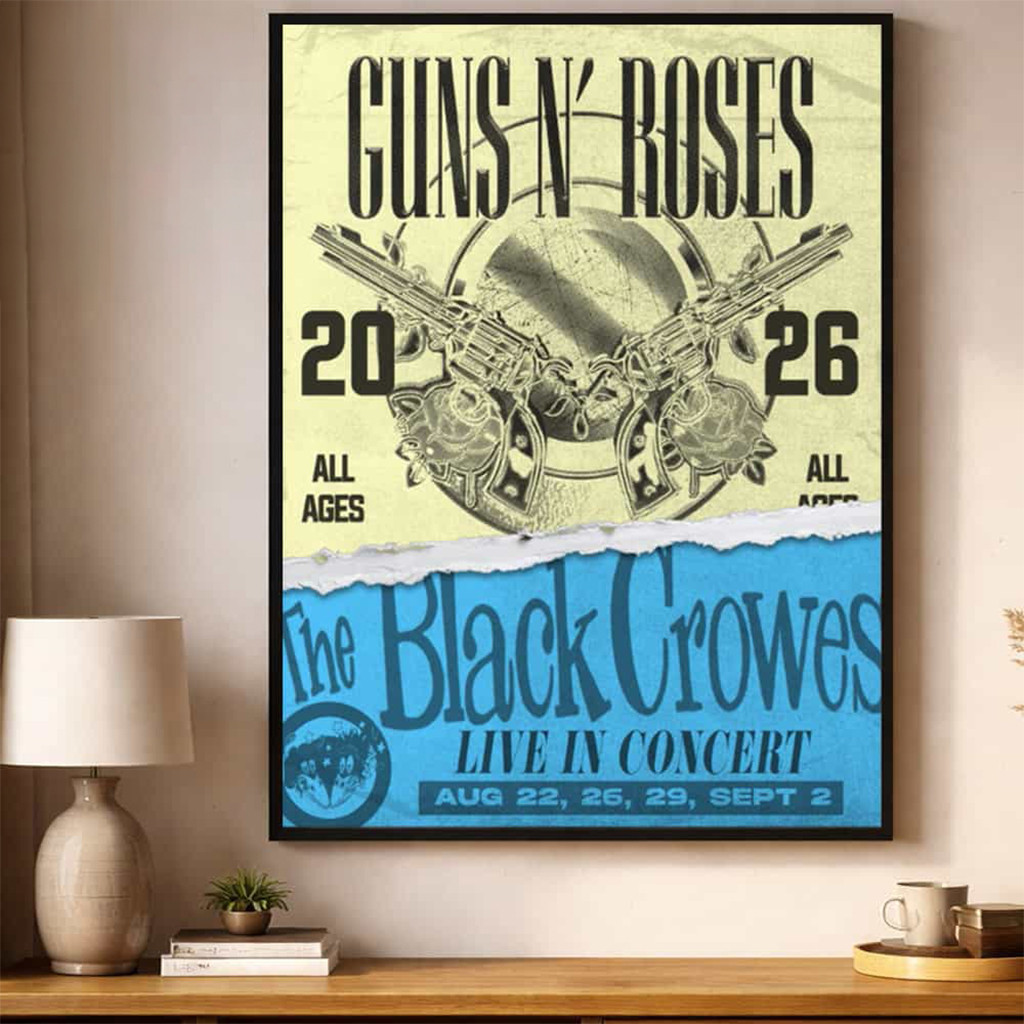 Guns N Roses x The Black Crowes Live in Concert 4 Shows 2026 Poster Guns N Roses Merch Decor - Kdjoy Guns N Roses x The Black Crowes Live in Concert 4 Shows 2026 Poster Guns N Roses Merch Decor - Kdjoy