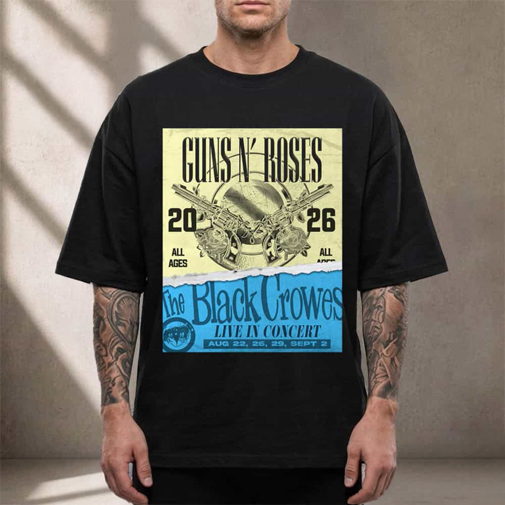 Guns N Roses x The Black Crowes Live in Concert 4 Shows 2026 Shirt Guns N Roses Merch Gifts - Kdjoy Guns N Roses x The Black Crowes Live in Concert 4 Shows 2026 Shirt Guns N Roses Merch Gifts - Kdjoy