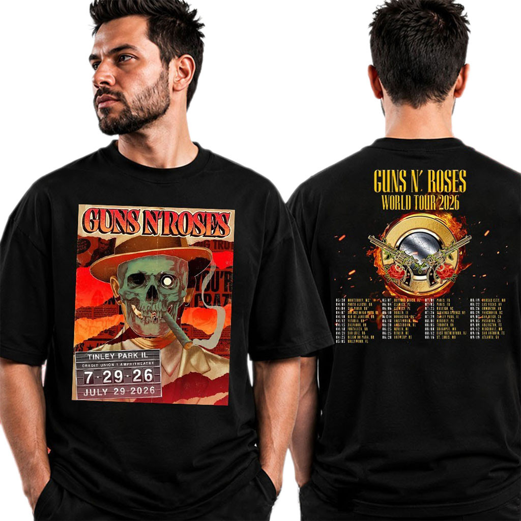 Guns N'Roses World Tour 2026 Event Poser T-Shirt GNR Merch Gift For Rock Band Fans - Kdjoy Guns N'Roses World Tour 2026 Event Poser T-Shirt GNR Merch Gift For Rock Band Fans - Kdjoy