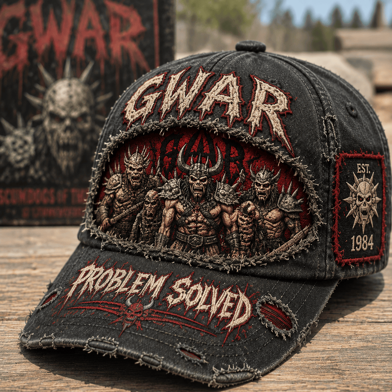 Gwar Est 1984 Hat Problem Solved Hat Gwar Merch Gift For Heavy Metal Band Fans - Kdjoy Gwar Est 1984 Hat Problem Solved Hat Gwar Merch Gift For Heavy Metal Band Fans - Kdjoy