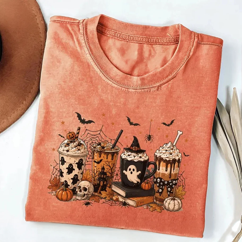 Halloween Coffee T-Shirt Cute Fall Shirt Iced Coffee Lover Gift Spooky Season Gifts Ideas - Kdjoy Halloween Coffee T-Shirt Cute Fall Shirt Iced Coffee Lover Gift Spooky Season Gifts Ideas - Kdjoy