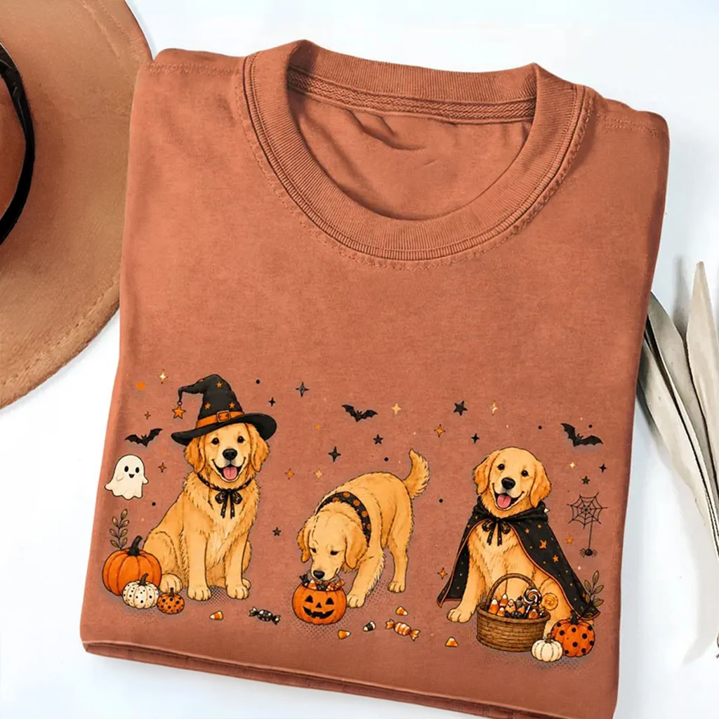 Halloween Golden Retriever Shirt Ghost Pumpkin Witch Dog Shirt Cute Spooky Season Dog Mom Gift' - Kdjoy Halloween Golden Retriever Shirt Ghost Pumpkin Witch Dog Shirt Cute Spooky Season Dog Mom Gift' - Kdjoy