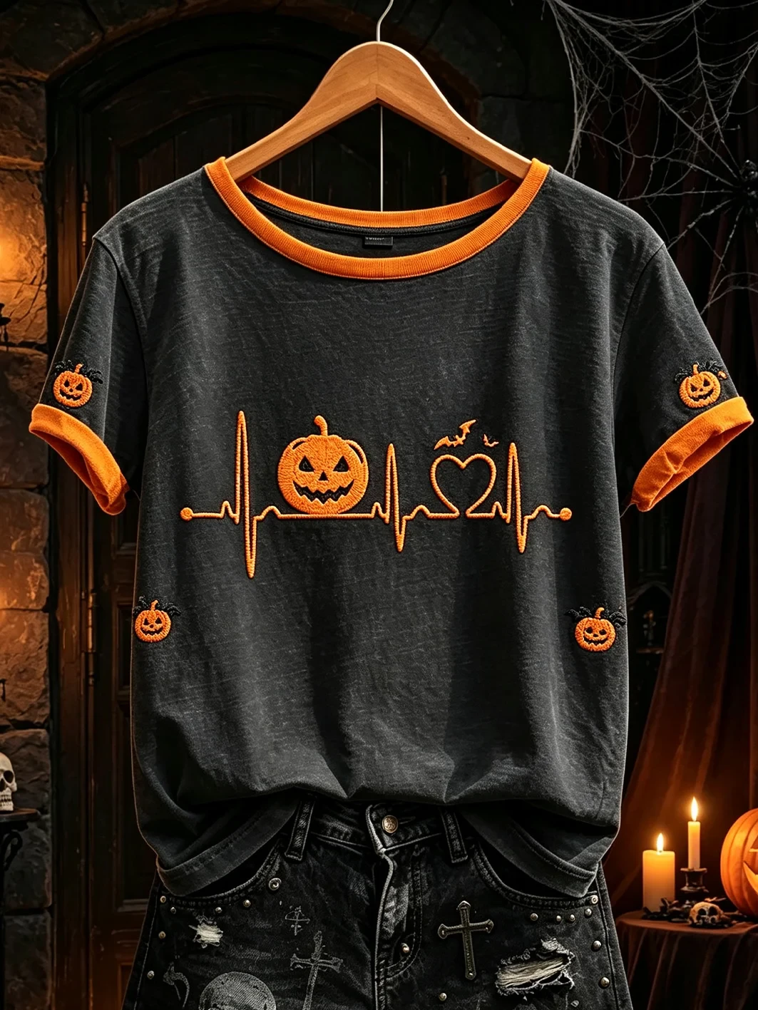 Halloween Heartbeat Pumpkin T-Shirt Halloween Pumpkin Tee Apparel Gift - Kdjoy Halloween Heartbeat Pumpkin T-Shirt Halloween Pumpkin Tee Apparel Gift - Kdjoy