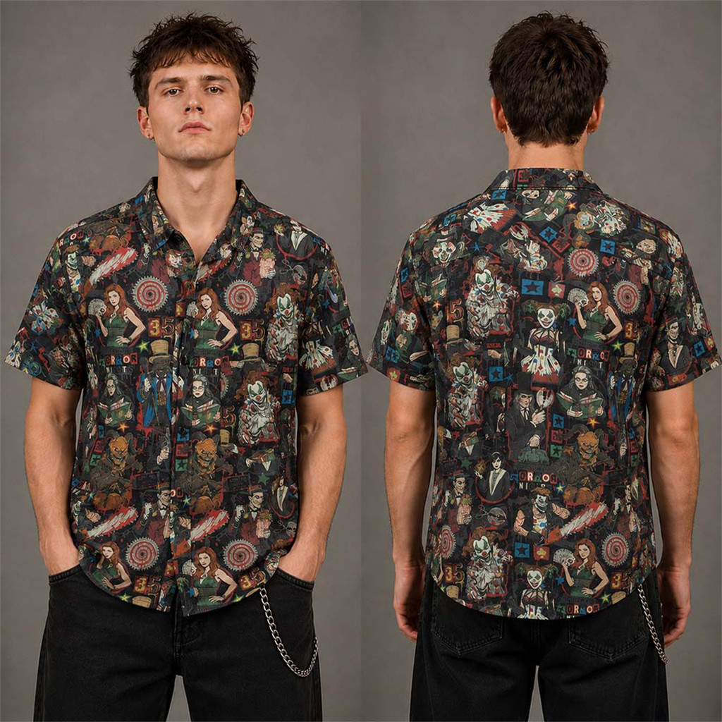 Halloween Horror Nights 2026 Icons Hawaiian Shirt HHN Merch Halloween Gift For Him - Kdjoy
