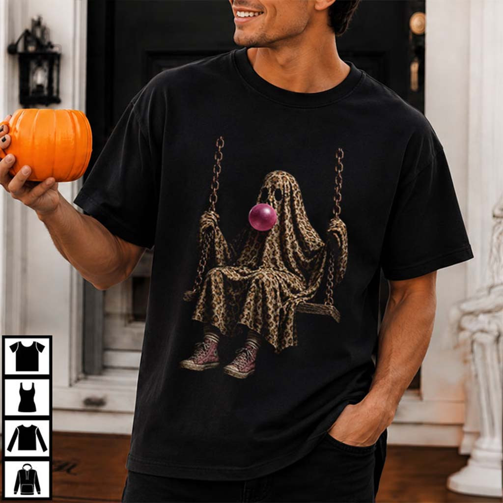 Halloween Leopard Ghost Swing Bubble Gum T-Shirt Funny Shirt Gift For Halloween Ideas