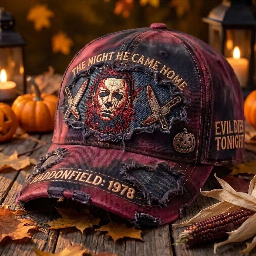 Halloween Michael Myers Haddonfield Baseball Cap The Night He Came Home Hat Michael Myers Merch - Kdjoy Halloween Michael Myers Haddonfield Baseball Cap The Night He Came Home Hat Michael Myers Merch - Kdjoy