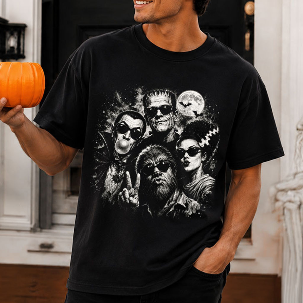 Halloween Monster Frankenstein Werewolf Dracula Bubblegum Selfie T-Shirt Gifts For Horror Lovers - Kdjoy Halloween Monster Frankenstein Werewolf Dracula Bubblegum Selfie T-Shirt Gifts For Horror Lovers - Kdjoy