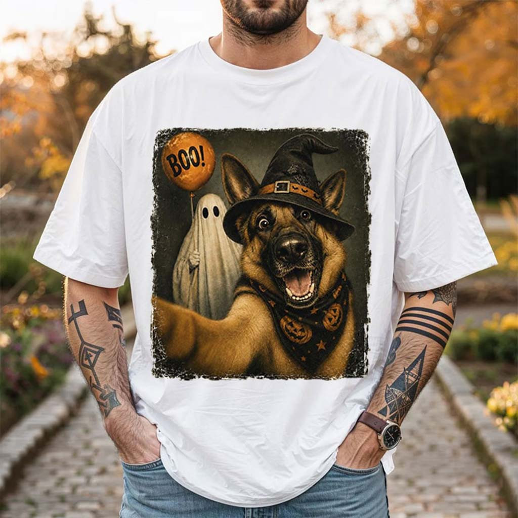 Halloween Selfie German Shepherd Witch Hat Ghost T-Shirt Funny Dog Meme Shirt Halloween Gifts - Kdjoy Halloween Selfie German Shepherd Witch Hat Ghost T-Shirt Funny Dog Meme Shirt Halloween Gifts - Kdjoy