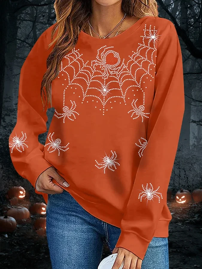 Halloween Spider Sweatshirt Spooky Spider Webs Haunted House Clothing Unique Gift - Kdjoy