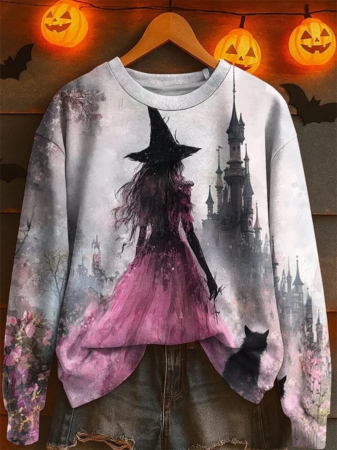 Halloween Sweatshirt Witch Flight Spooky Haunted Castle Clothing Birthday Presents For Her - Kdjoy Halloween Sweatshirt Witch Flight Spooky Haunted Castle Clothing Birthday Presents For Her - Kdjoy