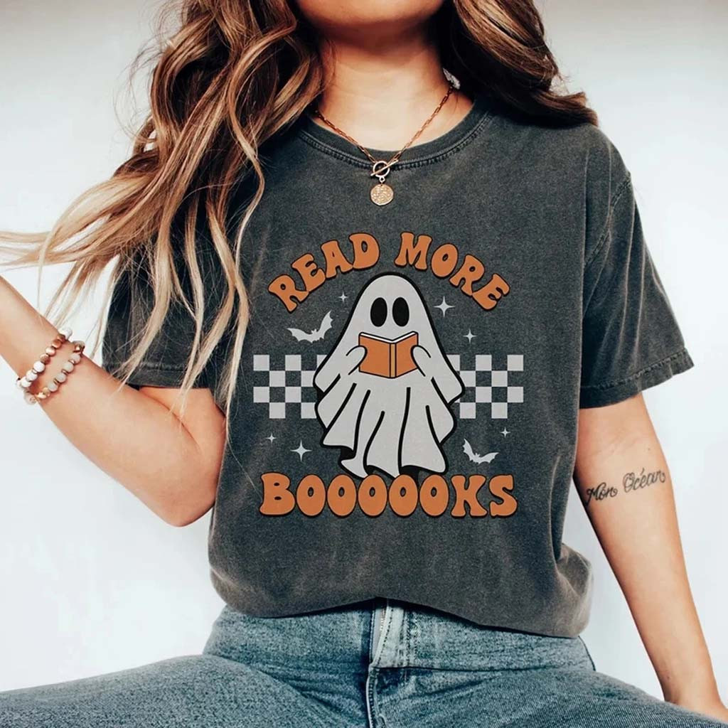 Halloween Teacher Read More Books T-Shirt Spooky Ghost Shirt Halloween Gifts Ideas - Kdjoy