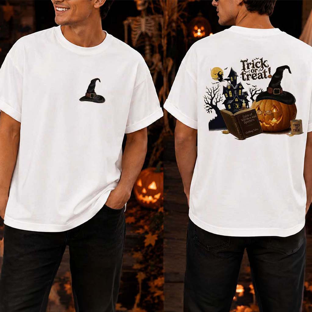 Halloween Trick Or Treat Pumpkin Fall Graphic T-Shirt Spooky Season Cute Shirts Halloween Gift - Kdjoy