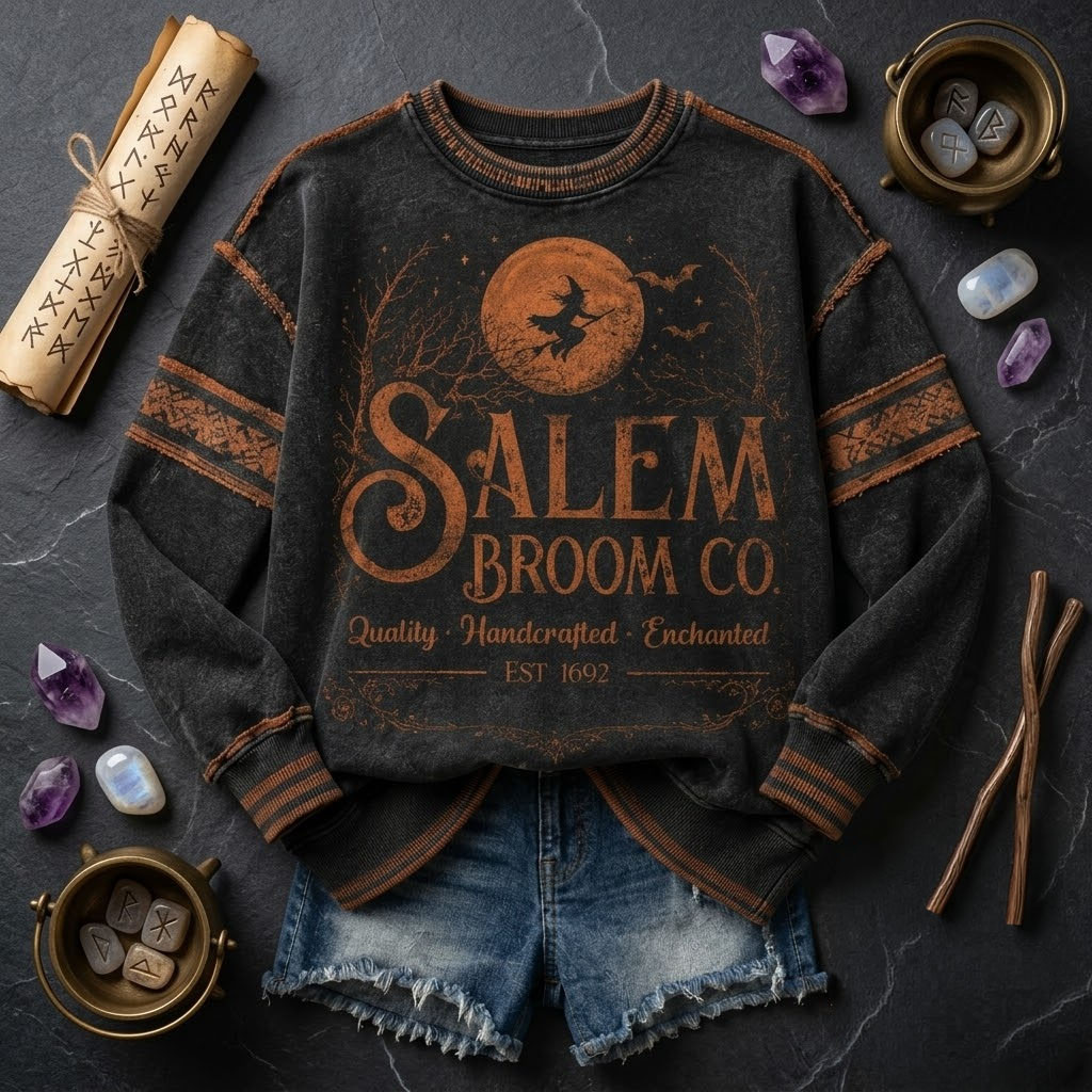 Halloween Witch Salem Broom Co Sweatshirt Quality Handcrafted Enchanted Halloween Clothing - Kdjoy Halloween Witch Salem Broom Co Sweatshirt Quality Handcrafted Enchanted Halloween Clothing - Kdjoy