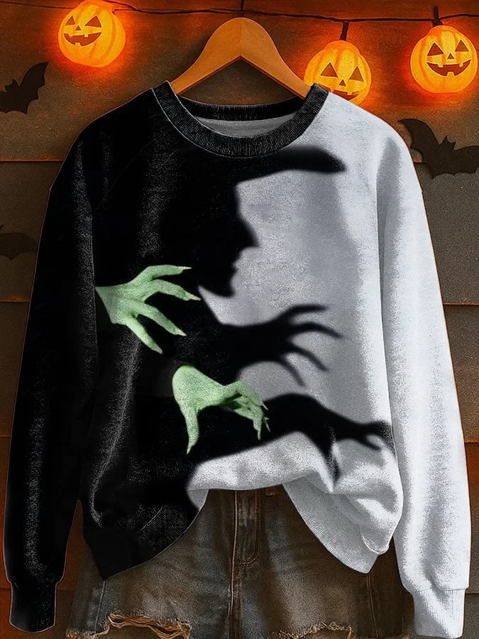 Halloween Witch Sweatshirt Green Witch Hands Spooky Shadow Clothing Gift For Goths - Kdjoy Halloween Witch Sweatshirt Green Witch Hands Spooky Shadow Clothing Gift For Goths - Kdjoy