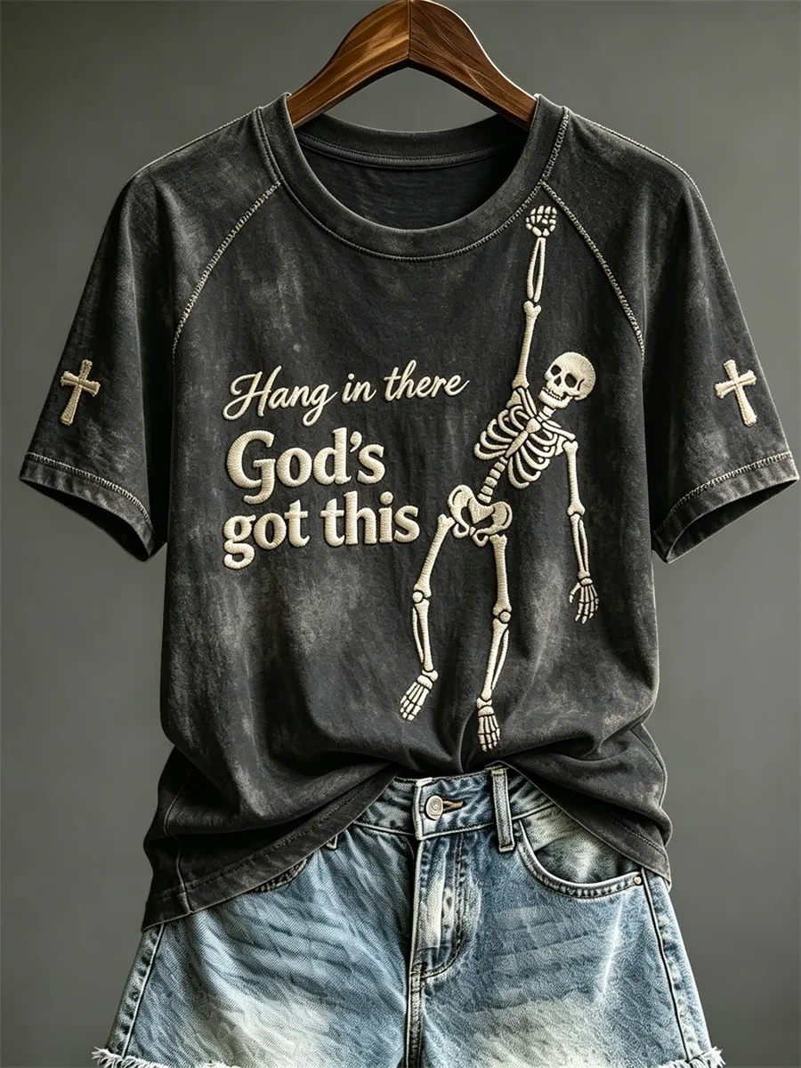 Hang In There God's Got This T-Shirt Religious Skeleton Shirt Halloween Gifts For Adults - Kdjoy Hang In There God's Got This T-Shirt Religious Skeleton Shirt Halloween Gifts For Adults - Kdjoy