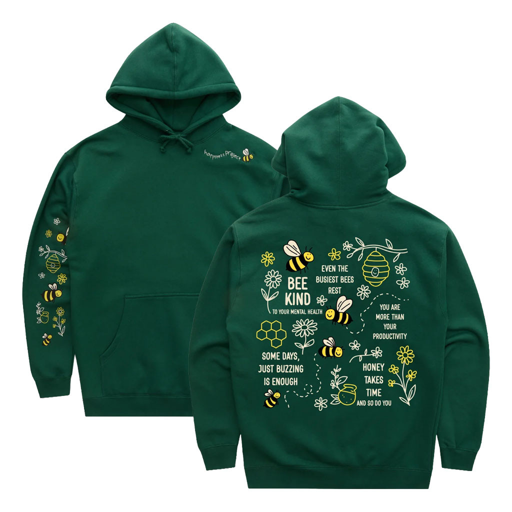 Happiness Project Merch 2026 Bee Kind Hoodie Positive Quotes Hoodie Gift For Best Friends - Kdjoy