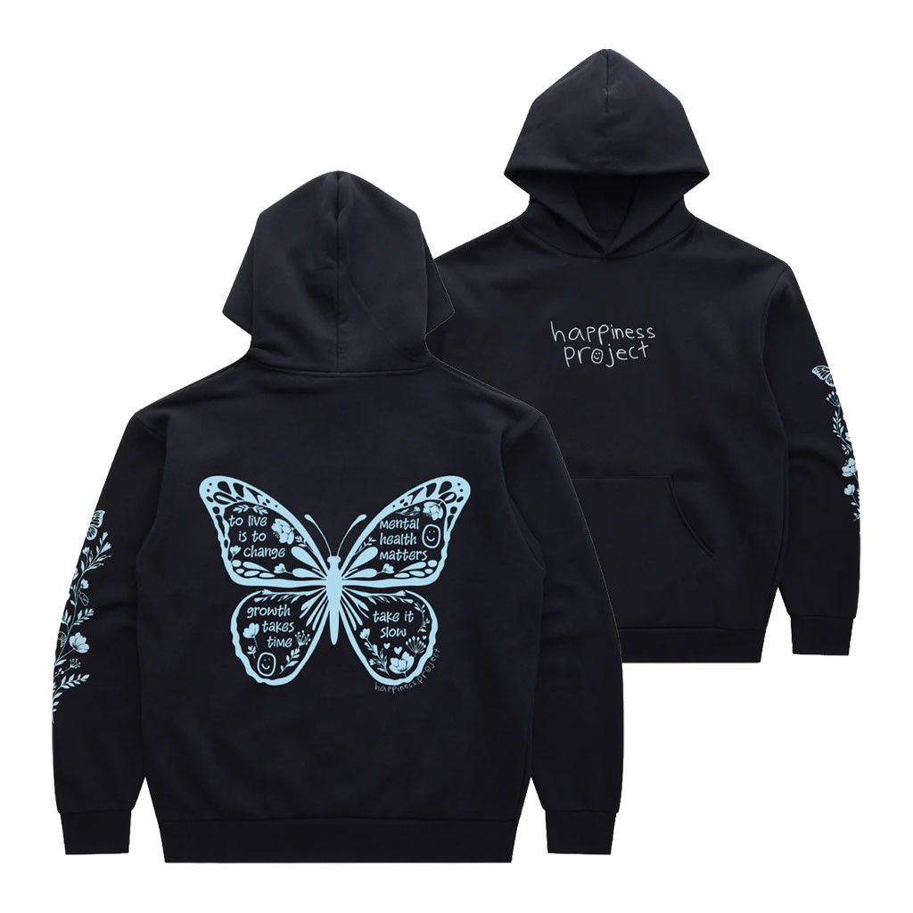 Happiness Project Merch 2026 Butterfly Hoodie Mental Health Awareness Clothing Gift For BFF - Kdjoy