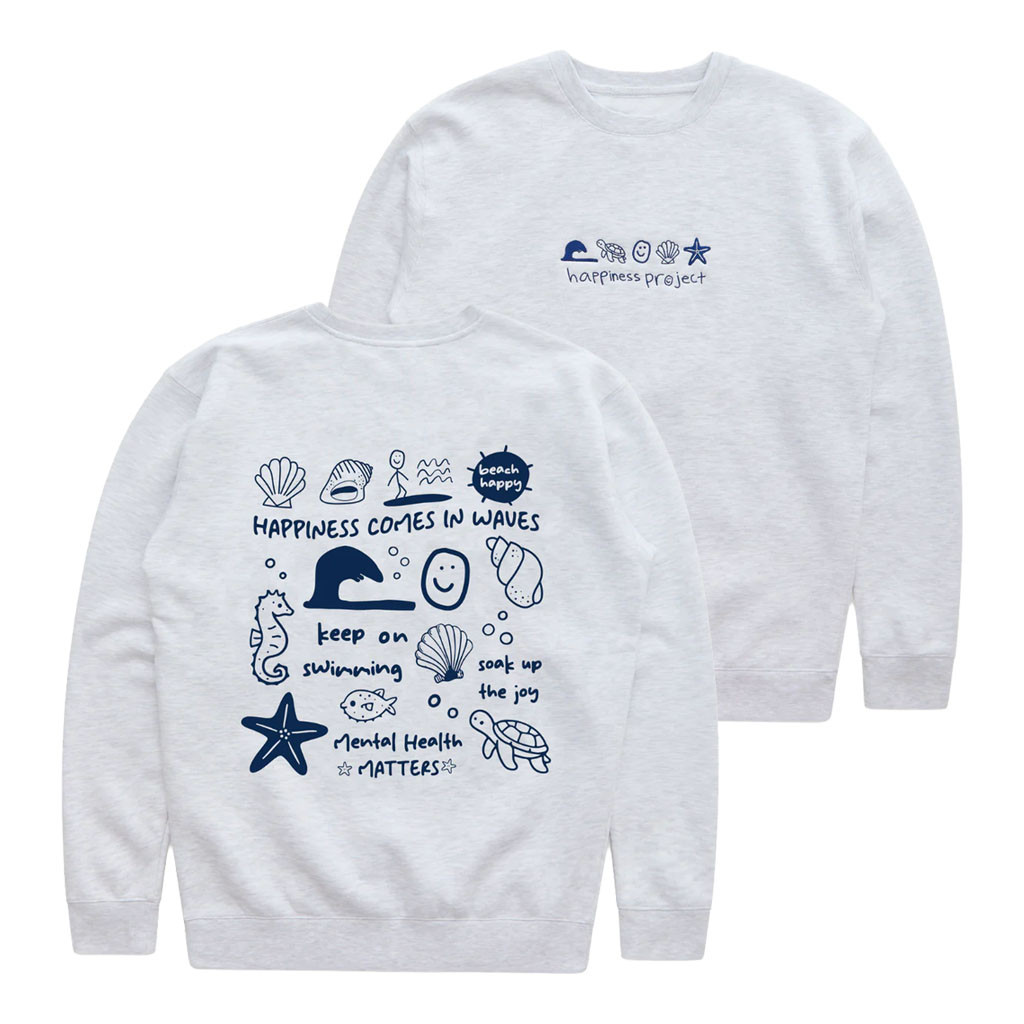 Happiness Project Merch 2026 Ride The Waves Crewneck Mental Health Matters Sweatshirt - Kdjoy