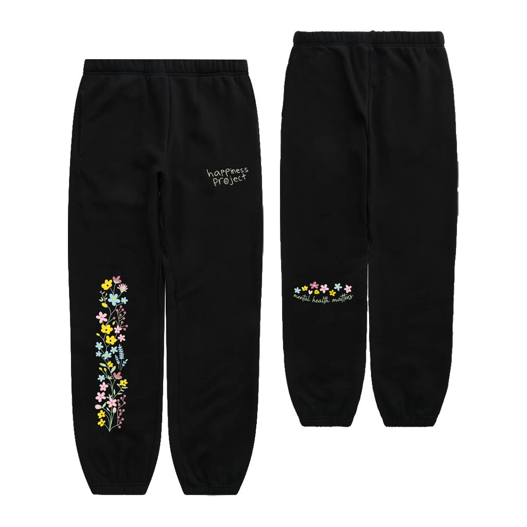Happiness Project Merch 2026 Wildflower Sweatpants Mental Health Matters Apparel Black - Kdjoy Happiness Project Merch 2026 Wildflower Sweatpants Mental Health Matters Apparel Black - Kdjoy