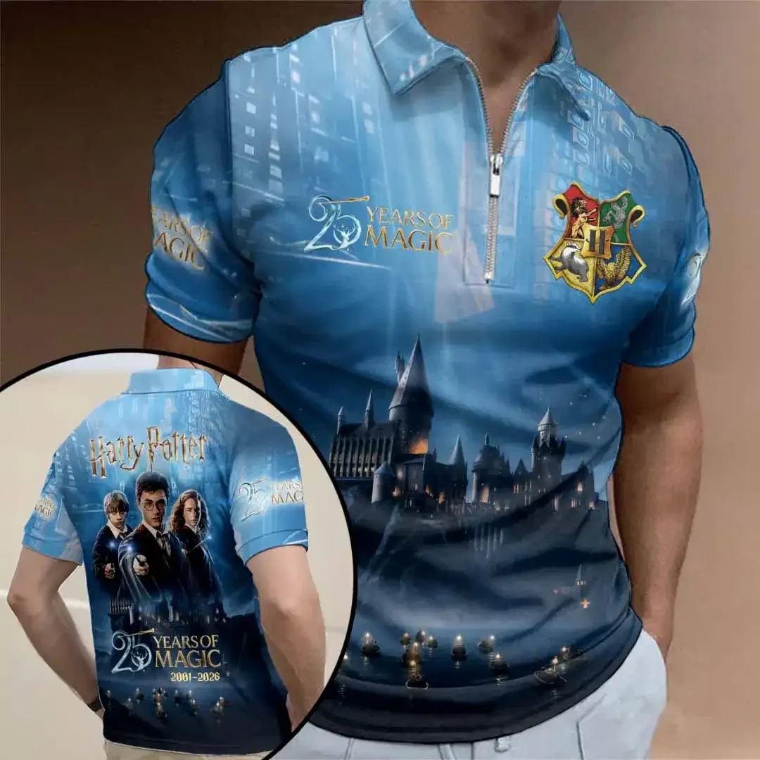 Harry Potter 25 Years Of Magic Anniversary Zip Polo Shirt Harry Potter Merch Hogwarts Fan Gift - Kdjoy