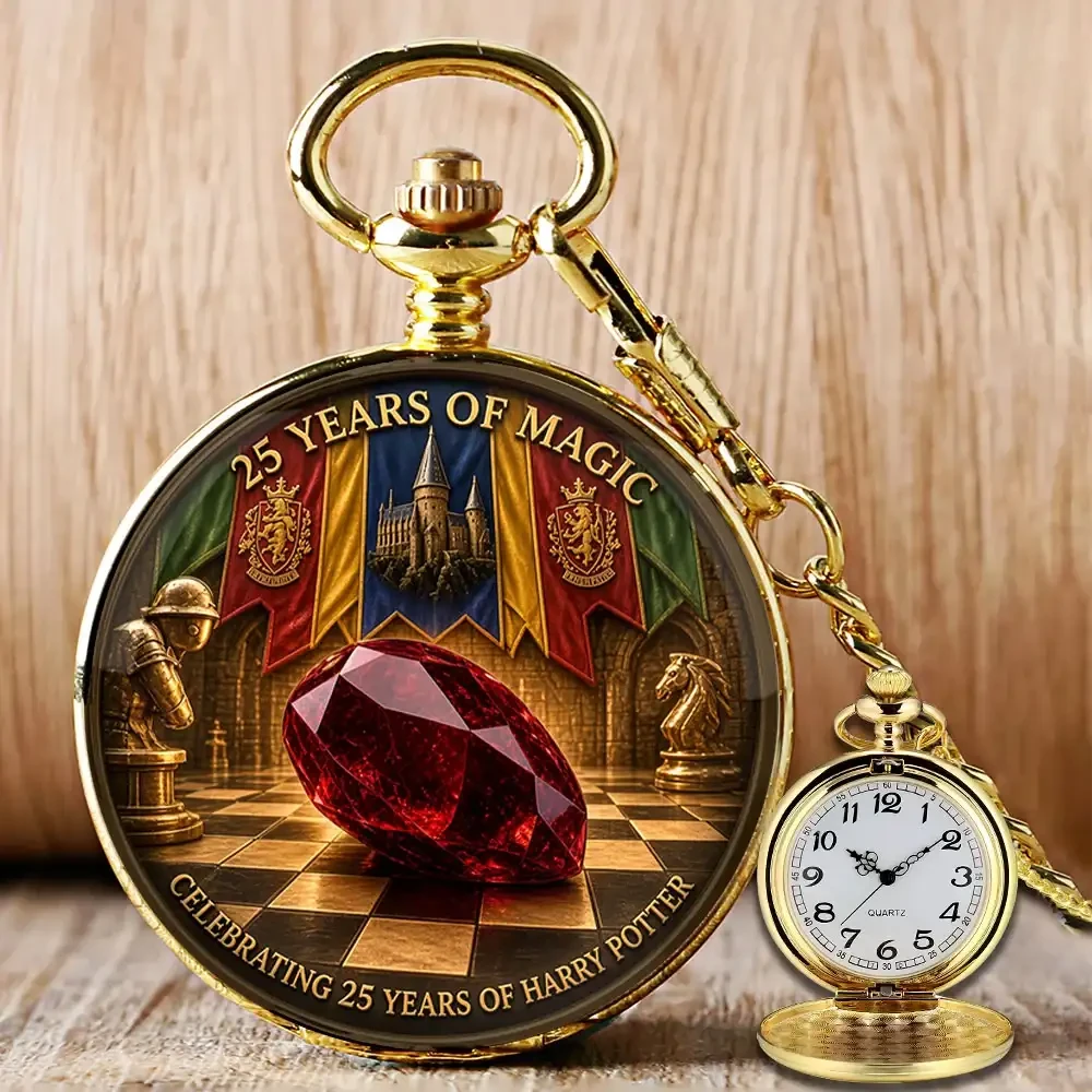 Harry Potter 25 Years of Magic Celebrating 25 Years Magical Pocket Watch Harry Potter Merch - Kdjoy