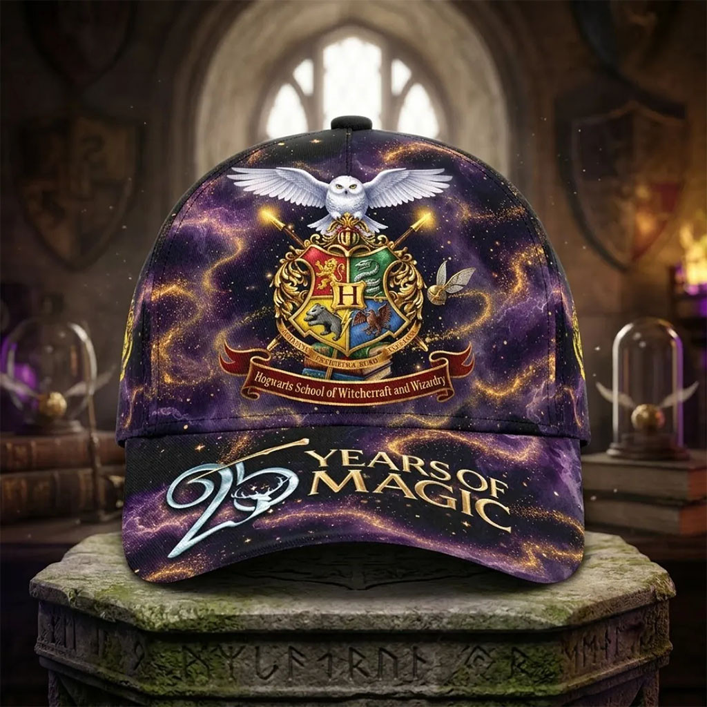 Harry Potter 25 Years of Magic Purple Galaxy Hat Thank You For The Memorial Harry Potter Merch - Kdjoy
