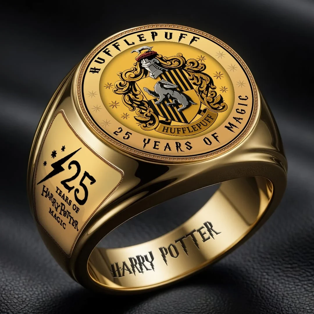 Harry Potter 25 Years Of Magic Ring Hufflepuff Ring Harry Potter Merch Gift Ideas For BFF - Kdjoy